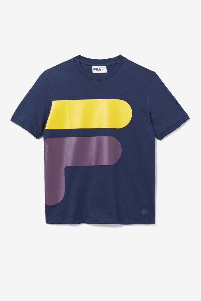 Fila T-Shirt Mens Navy - Corp - Philippines 3290768-IY